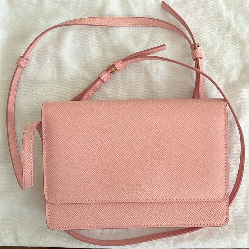 Smythson Pink 'Panama' Purse with Strap